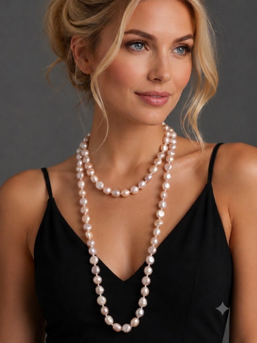 64" Genuine creamy blush freshwater pearl rope necklace NEW